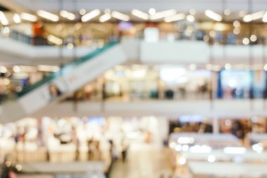 Arkaplan için mağaza içi soyut bulanıklık ve odaklanmış alışveriş merkezi