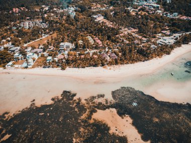 Güzel tropikal plaj ve deniz hurma ve koh samui Adası seyahat ve tatil için diğer ağacında havadan görünümü