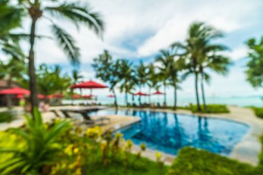 Soyut bulanıklık ve yüzme havuzu seyahat ve tatil için otel ve tatil arka planda defocused