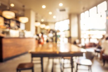 Soyut bulanıklık ve ufuk restoran ve kafe iç arka plan - Vintage filtre için