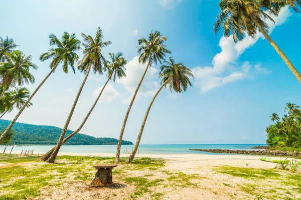 Güzel tropikal plaj ve deniz paradise Island Seyahat ve tatil için Hindistan cevizi hurma ağacı