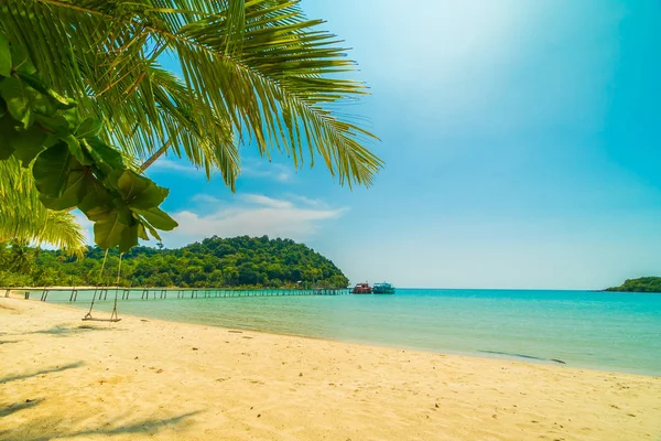 Güzel tropikal plaj ve deniz paradise Island Seyahat ve tatil için Hindistan cevizi hurma ağacı