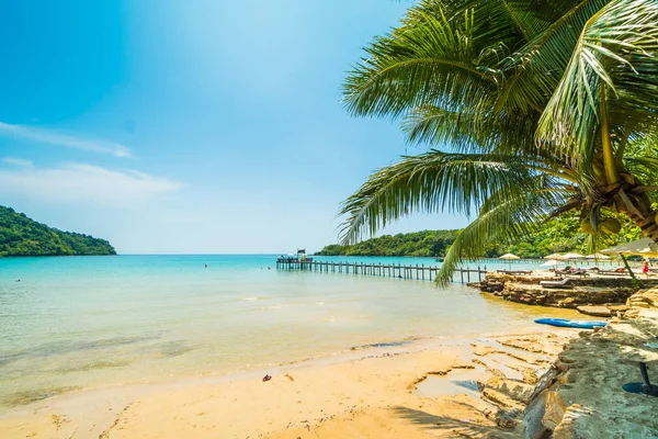 Güzel tropikal plaj ve deniz paradise Island Seyahat ve tatil için Hindistan cevizi hurma ağacı