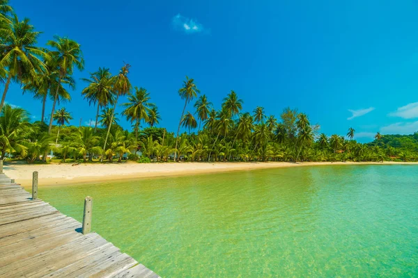 Holzsteg Oder Brücke Mit Tropischem Strand Und Meer Paradies Insel — Stockfoto