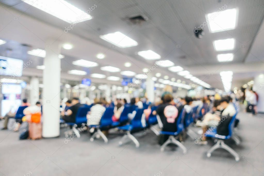 Abstract blur airport terminal and lounge interior for background