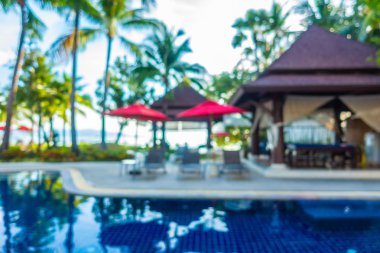 Soyut bulanıklık ve ufuk güzel açık yüzme havuzunda otel ve tatil seyahat ve tatil için