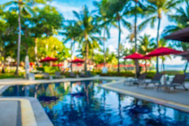 Soyut bulanıklık ve ufuk güzel açık yüzme havuzunda otel ve tatil seyahat ve tatil için