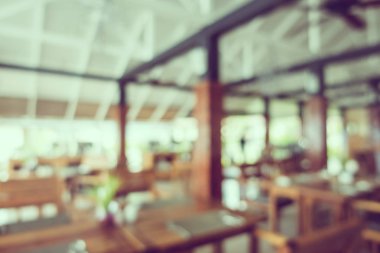 Soyut bulanıklık ve ufuk restoran ve kafe iç arka plan - Vintage filtre için