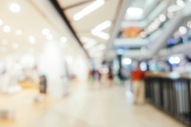 Arkaplan için mağaza içi soyut bulanıklık ve odaklanmış alışveriş merkezi
