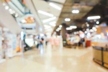 Arkaplan için mağaza içi soyut bulanıklık ve odaklanmış alışveriş merkezi