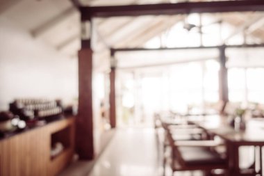 Soyut bulanıklık ve ufuk restoran ve kafe iç arka plan - Vintage filtre için