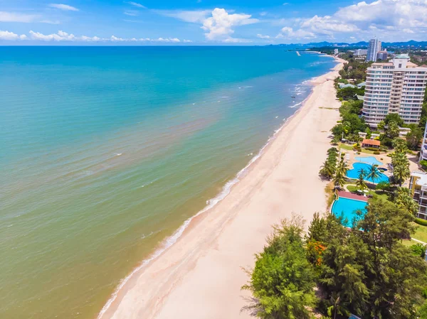 Aerial View Beautiful Beach Sea Hua Hin Province Thailand Vacation — Stock Photo, Image