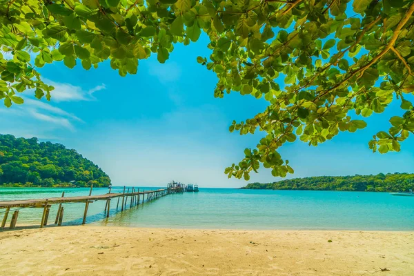 Wunderschöner Tropischer Strand Und Meer Mit Kokospalmen Paradiesinsel Für Reise — Stockfoto