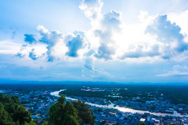 Visa Punkt Matsee Med Havet Och Bergen Chumphon Province Thailand — Stockfoto