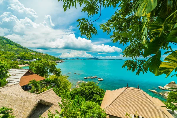 Vackra Flygfoto Över Stranden Och Havet Med Coconut Palm Koh — Stockfoto