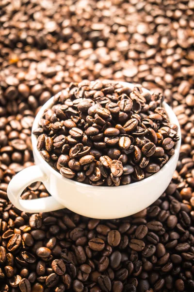 白杯或杯褐色咖啡豆 — 图库照片