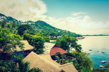 Güzel hava görünümünü deniz okyanus tatil ve Seyahat Tayland samui adasında