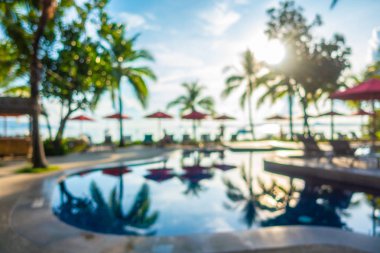 Soyut bulanıklık ve ufuk güzel açık yüzme havuzunda otel ve tatil seyahat ve tatil için