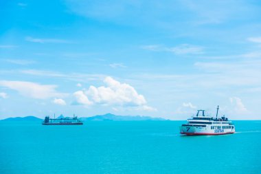 Koh Samui Adası, Tayland - 14 Mayıs 2018: Tayland Koh Samui Adası'na Seatran feribot taşıma yolcu Donsak iskele Surat Thani Eyaleti