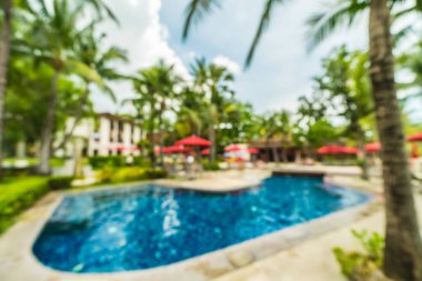 Soyut bulanıklık ve yüzme havuzu seyahat ve tatil için otel ve tatil arka planda defocused