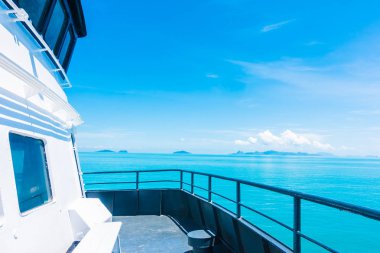 Açık balkon gemi veya gemi güzel okyanus ve deniz manzaralı