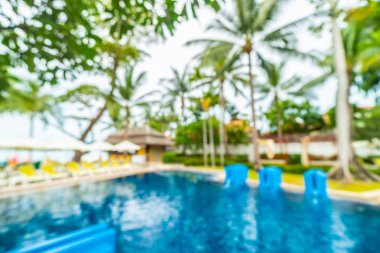 Seyahat ve tatil için güzel otel resort ve yüzme havuzu arka plan bulanıklık