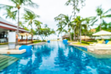 Seyahat ve tatil için güzel otel resort ve yüzme havuzu arka plan bulanıklık
