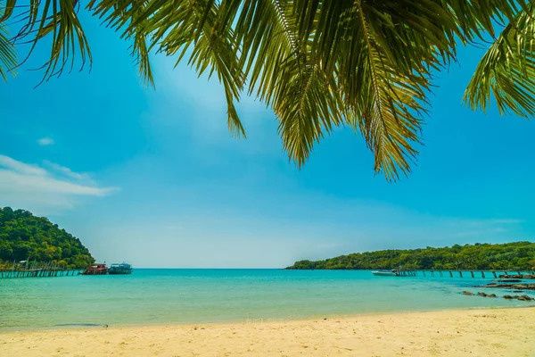 Beautiful Tropical Beach Sea Coconut Palm Tree Paradise Island Travel — Stock Photo, Image