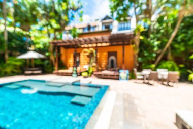 Seyahat ve tatil için güzel otel resort ve yüzme havuzu arka plan bulanıklık