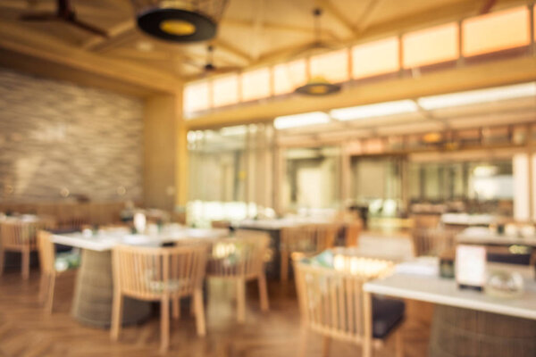 Abstract blur and defocused restaurant buffet in hotel resort for background
