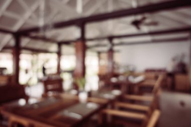 Soyut bulanıklık ve ufuk restoran ve kafe iç arka plan - Vintage filtre için