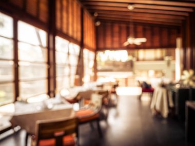 Soyut bulanıklık ve ufuk açık büfe restoran ve kafe Cafe iç arka planı için