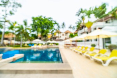 Seyahat ve tatil için güzel otel resort ve yüzme havuzu arka plan bulanıklık