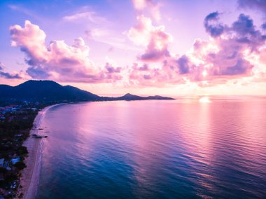 Plaj ve deniz ya da okyanus koh samui Adası Tayland seyahat ve tatil için güzel havadan görünümü