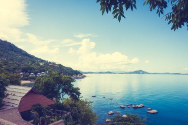 Güzel hava görünümünü deniz okyanus tatil ve Seyahat Tayland samui adasında