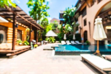 Seyahat ve tatil için güzel otel resort ve yüzme havuzu arka plan bulanıklık