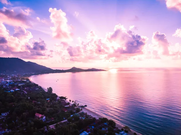 Krásný Letecký Pohled Pláž Moře Nebo Oceán Koh Samui Thajsko — Stock fotografie