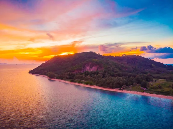 Aerial View Beautiful Tropical Beach Sea Palm Other Tree Koh — Stock Photo, Image