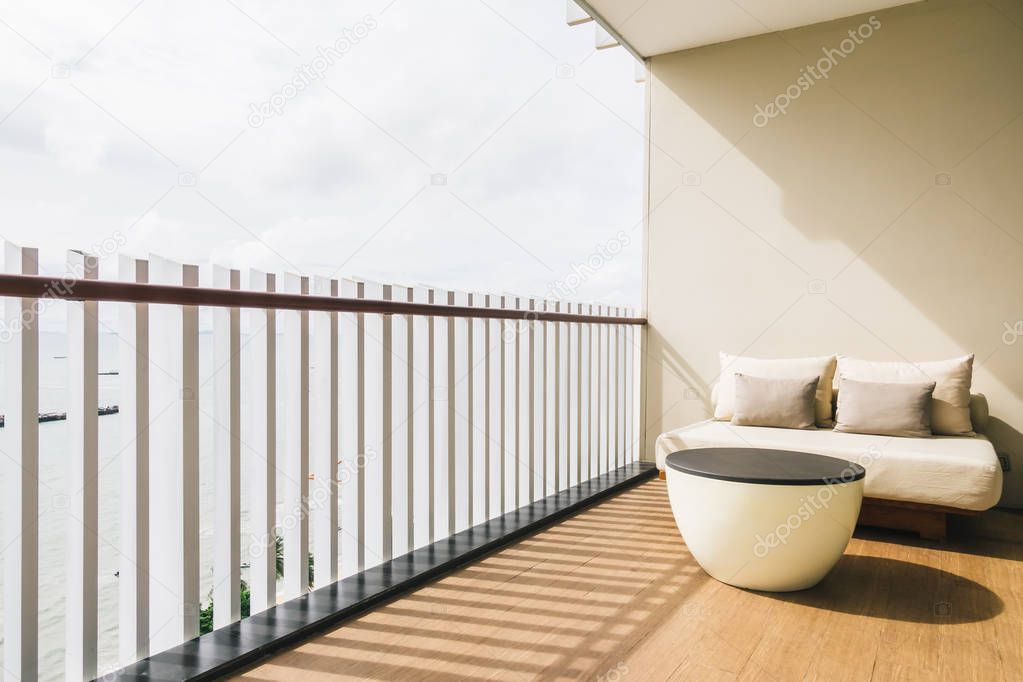 Comfortable pillow on sofa decoration outdoor balcony and patio
