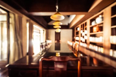 Arka plan için soyut bulanık restoran ve kafenin içi