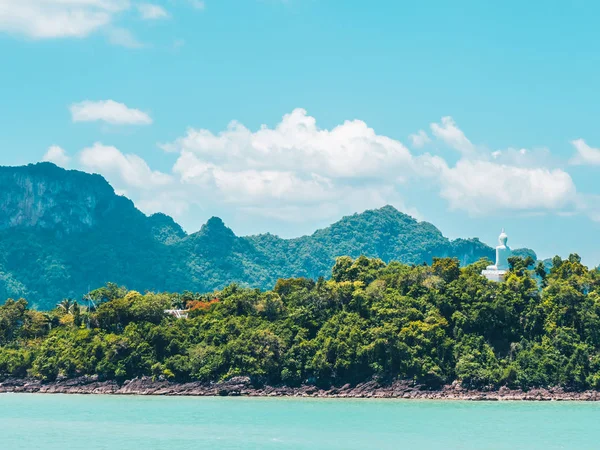 Beautiful Tropical Sea Ocean White Cloud Blue Sky Background Travel — Stock Photo, Image