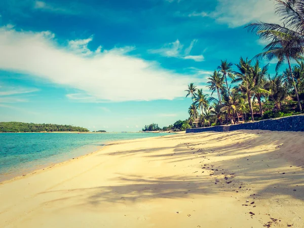 Bella Spiaggia Tropicale Mare Con Palma Cocco Viaggi Vacanze — Foto Stock