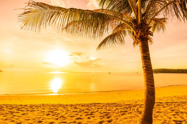 Tramonto Sulla Spiaggia Sul Mare Dell Isola Paradisiaca Tropicale Con — Foto Stock