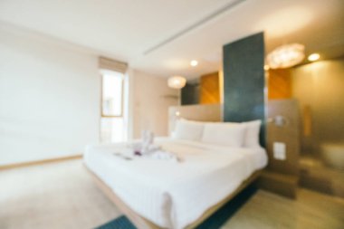 Soyut bulanıklık ve ufuk yatak odası iç otelin arka planı için