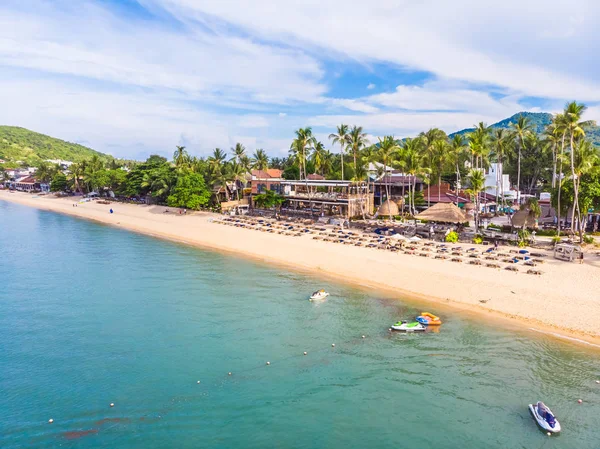 Letecký Pohled Krásnou Tropickou Pláž Moře Palm Další Strom Koh — Stock fotografie