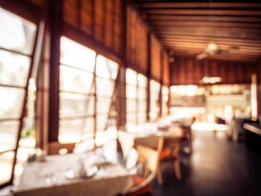 Soyut bulanıklık ve ufuk açık büfe restoran ve kafe Cafe iç arka planı için