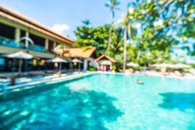 Seyahat ve tatil için güzel otel resort ve yüzme havuzu arka plan bulanıklık