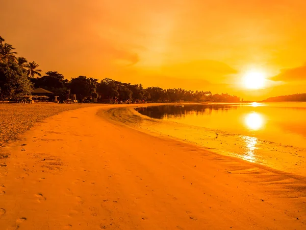 Bella Spiaggia Tropicale Mare Oceano Con Palma Cocco Sorgere Del — Foto Stock