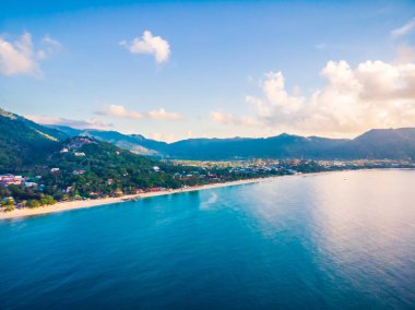 Plaj ve deniz ya da okyanus koh samui Adası Tayland seyahat ve tatil için güzel havadan görünümü