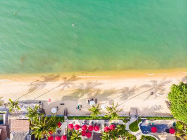 Güzel tropikal plaj ve deniz hurma ve koh samui Adası seyahat ve tatil için diğer ağacında havadan görünümü